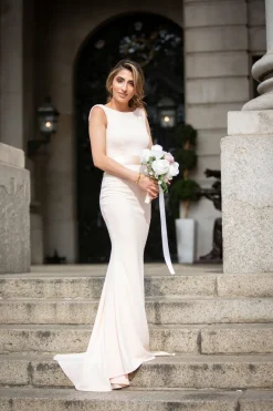 Eris Bridesmaid Maxi Fishtail Dress - Nude by Saint A