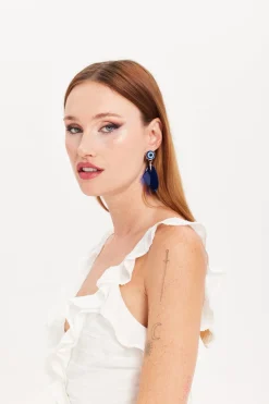 Evil Eye Drop Style Earring With Abstract Shape Detail by Liquorish