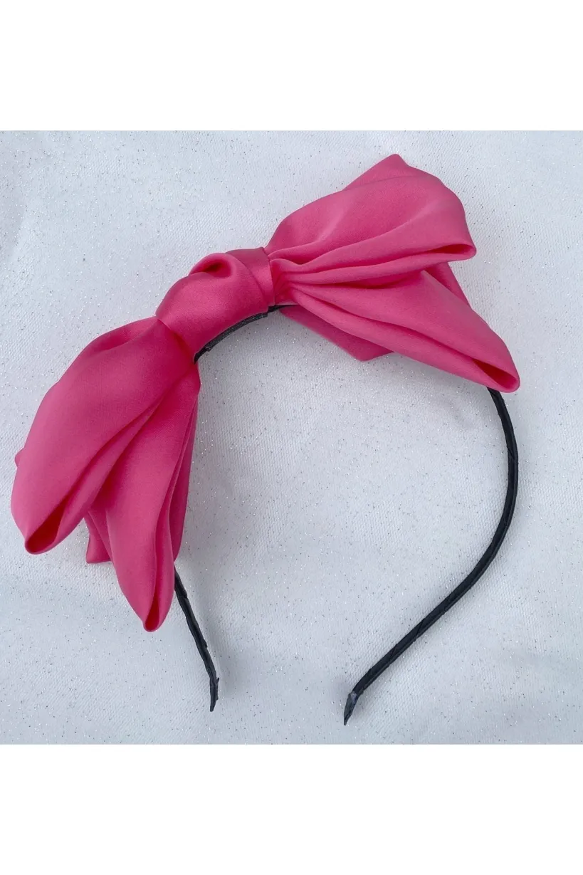 Fascinator Bow Headband Hot Pink by QueenMee Accessories