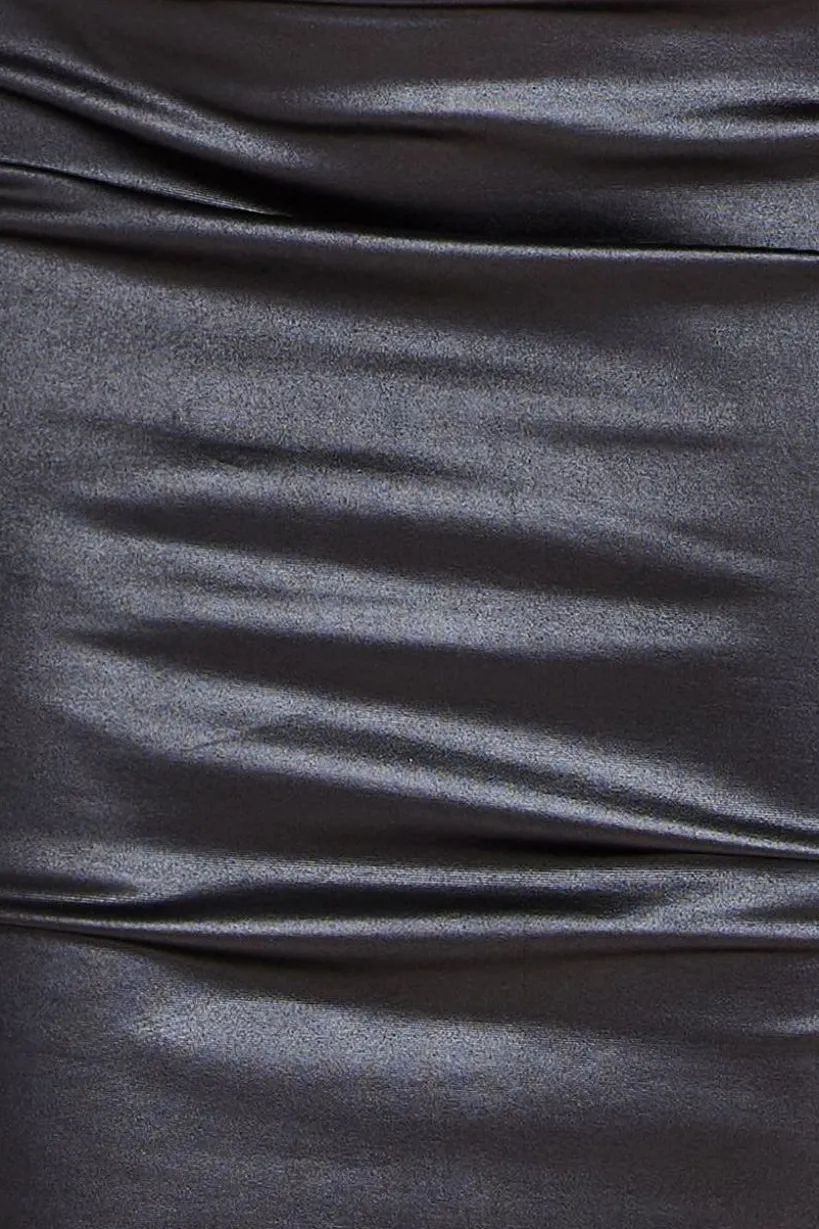 Faux Leather Cut Out Sheath Midi Dress - Black by City Goddess