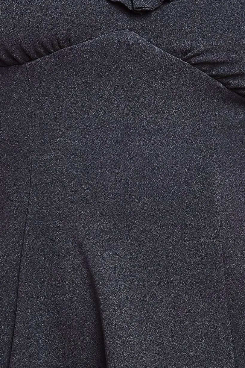 Flare Sleeve Frill Edge Midi Dress - Black by Goddiva