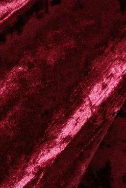 Flared Hem Ice Velvet Midi - Burgundy by Goddiva