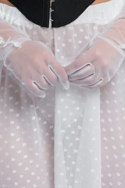 Floral Embroidered Mesh Gloves by Goddiva