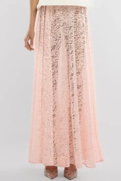 Floral Lace A-Line Maxi Skirt by Goddiva