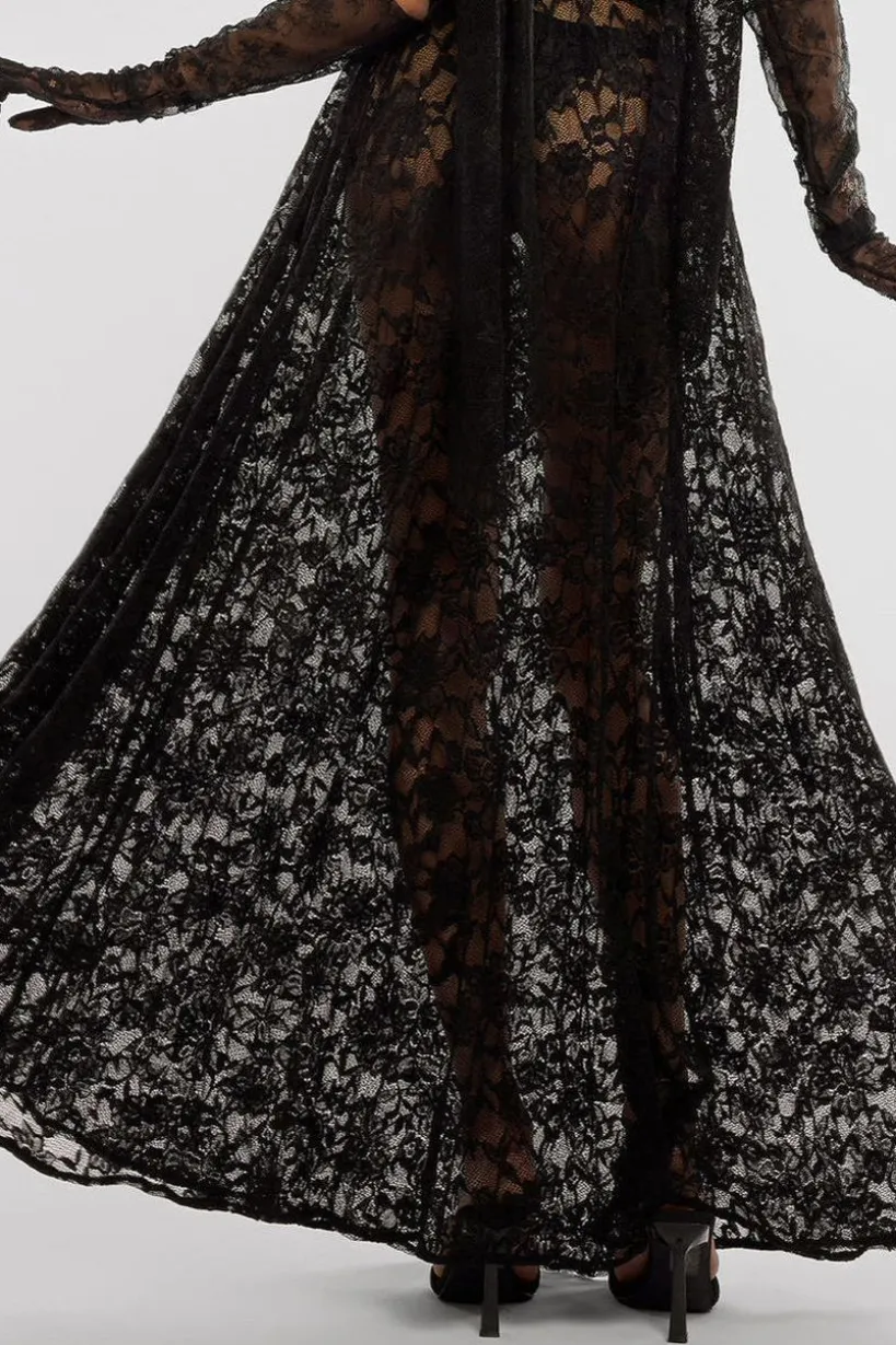 Floral Lace A-Line Maxi Skirt by Goddiva