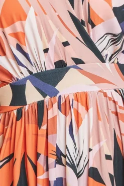 Floral Print Flutter Sleeve Maxi - Orange Print by Goddiva