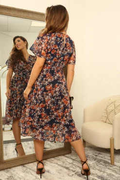 Floral Print Frill Hem Wrap Dress by Double Second