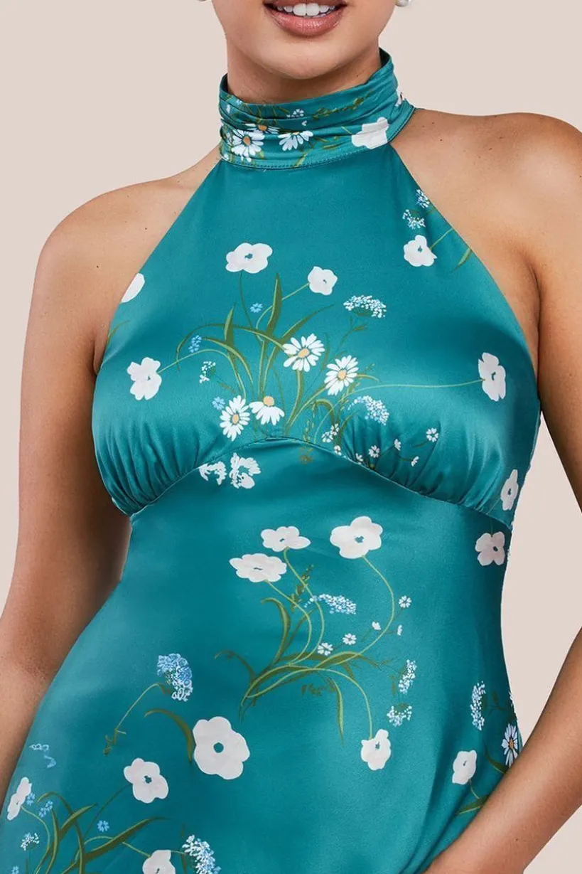 Floral Print Satin Maxi Dress by Urban Touch