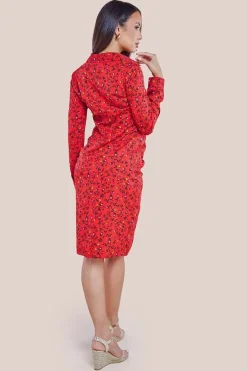 Floral Print Shirt Dress - Red by City Goddess
