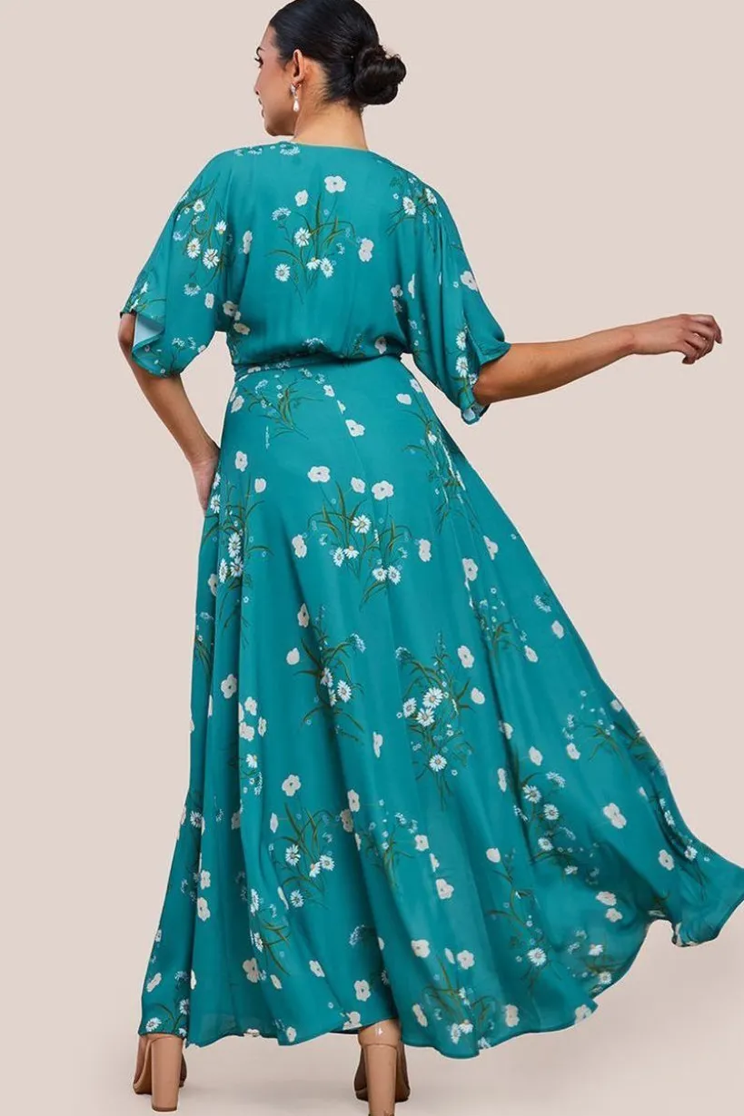 Floral Print Wrap Maxi Dress by Urban Touch