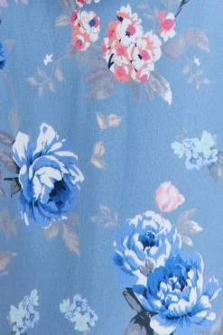 Floral Printed Chiffon Ruffle Maxi - Blue by Goddiva