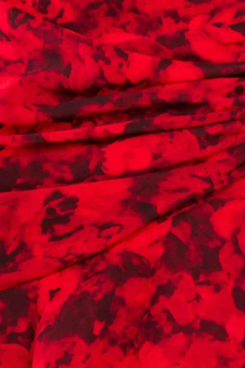 Floral Wrap High And Low Midaxi Dress - Red by Goddiva