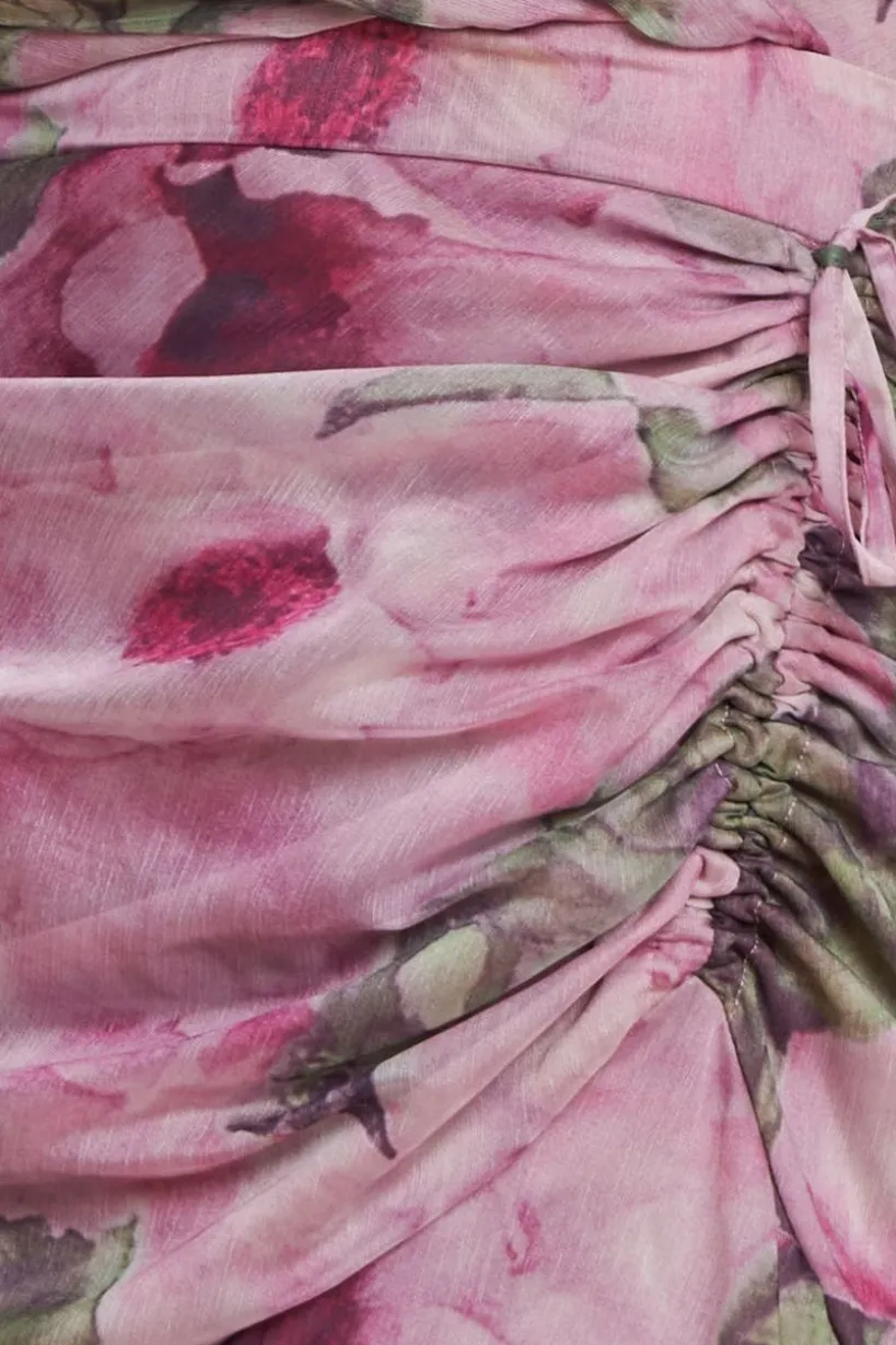 Floral Wrap High And Low Midaxi Dress - Blush by Goddiva