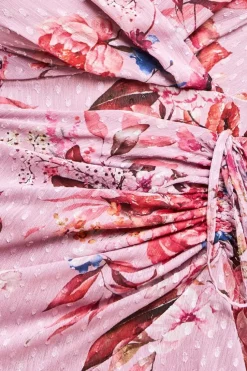 Floral Wrap High And Low Midaxi Dress - Blush Pink by Goddiva
