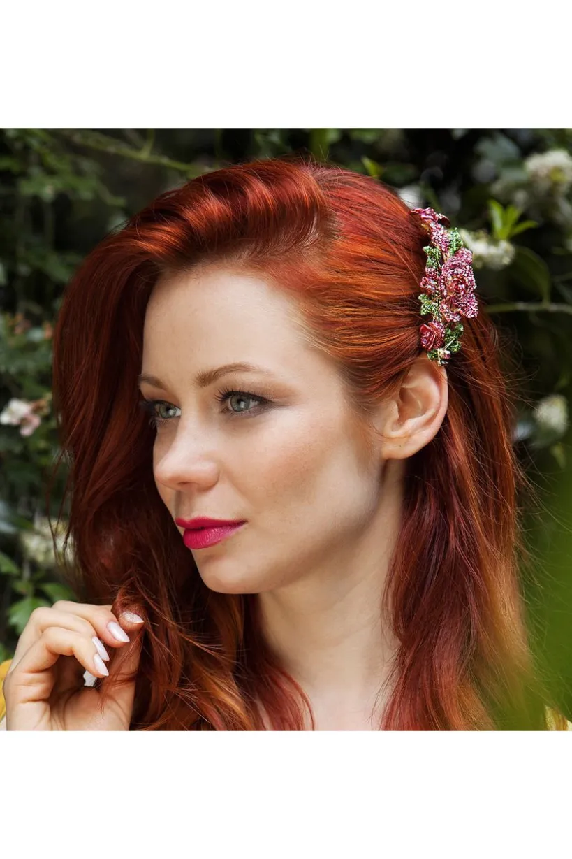 Flower Hair Clip With Diamante by QueenMee Accessories