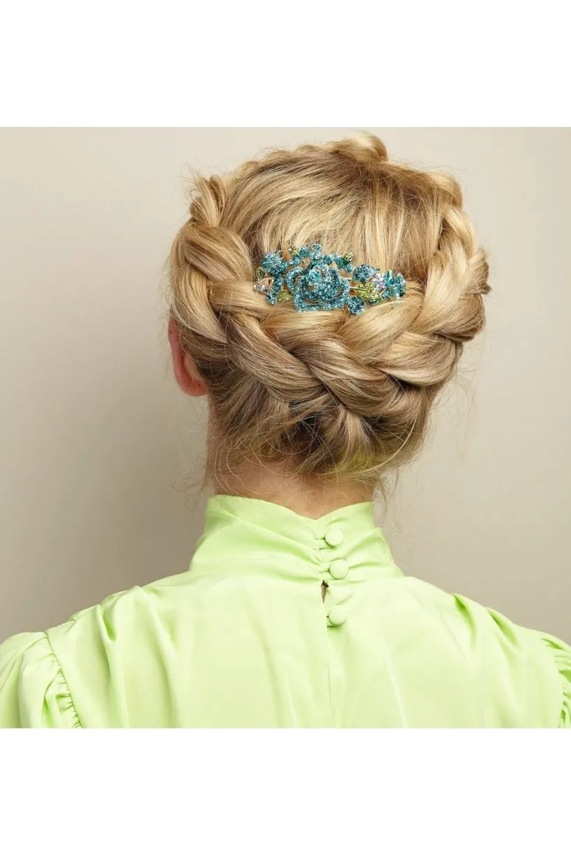 Flower Hair Clip With Diamante by QueenMee Accessories