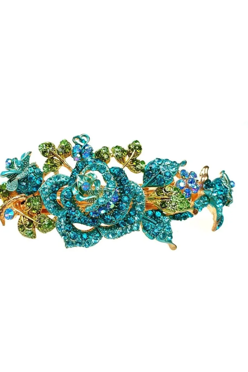 Flower Hair Clip With Diamante by QueenMee Accessories