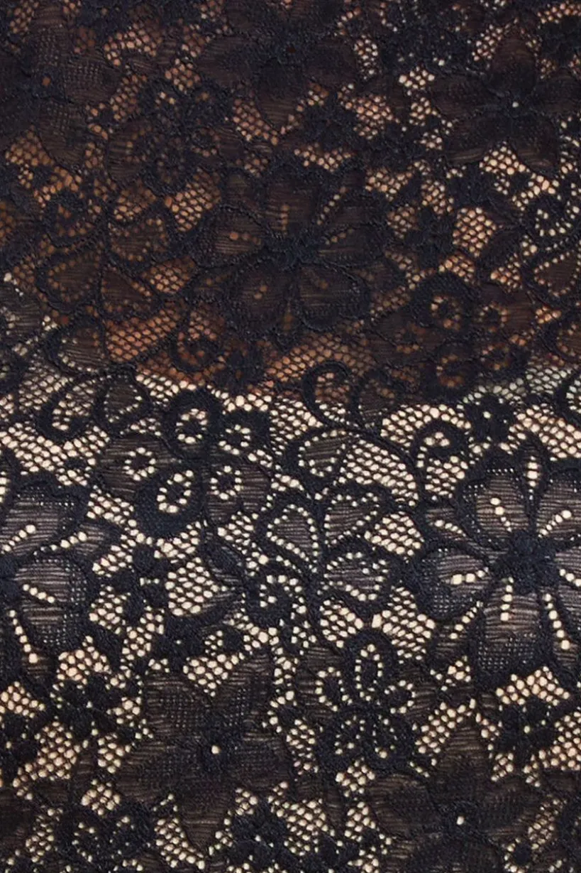 Flutter Sleeve Lace A-Line Midi Dress - Black by Goddiva