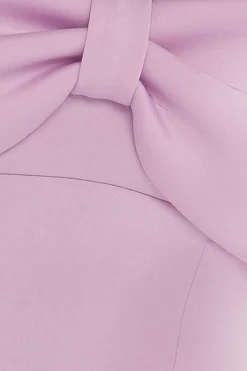 Front Bow Off The Shoulder Mini Dress - Lilac by Goddiva