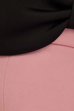 Front Bow Off The Shoulder Mini Dress - Blush Black by Goddiva