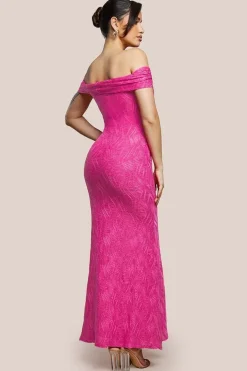 Front Knot Twist Maxi Dress - Magenta by Goddiva