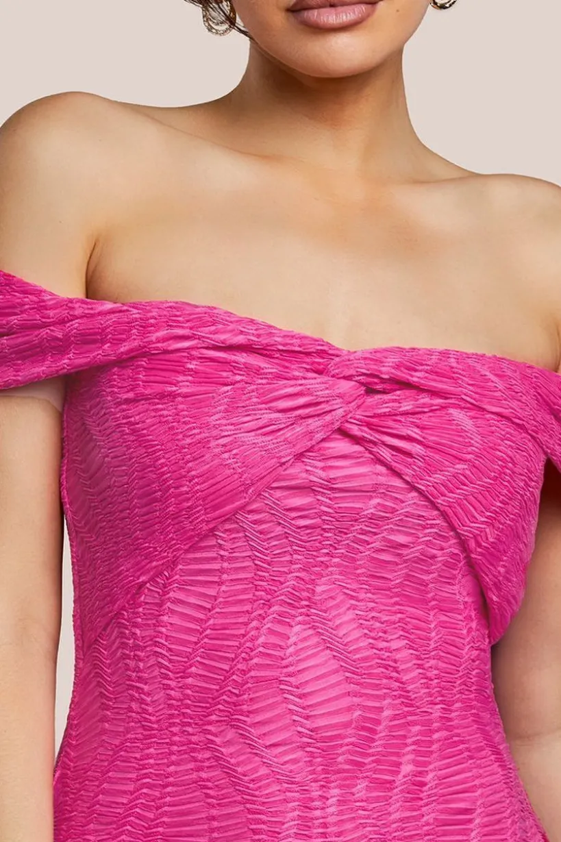 Front Knot Twist Maxi Dress - Magenta by Goddiva