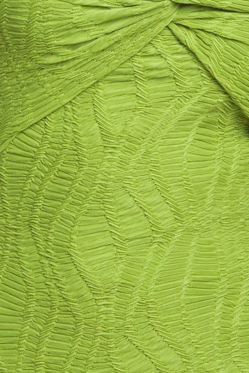Front Knot Twist Maxi Dress - Lime Green by Goddiva