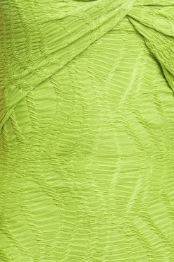 Front Knot Twist Midi Dress - Lime Green by Goddiva