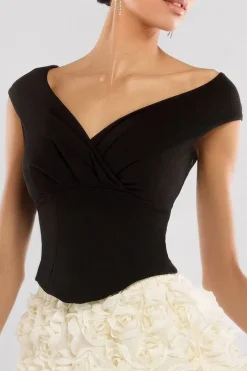 Front Pleated Wrap Off The Shoulder Corset by Goddiva