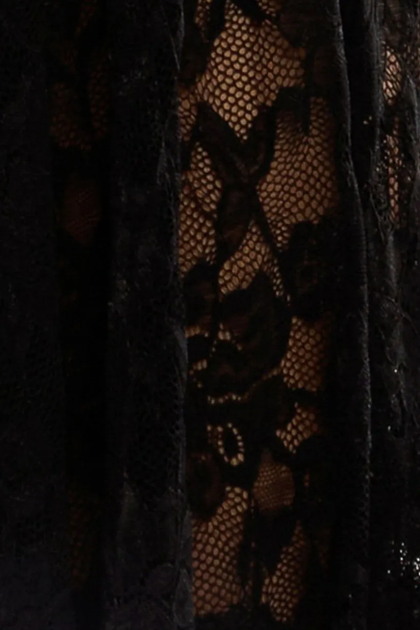 Front Pleated Wrap Off The Shoulder Corset With Lace A-Line Skirt With Scarf & Gloves - Pink & Black by Goddiva