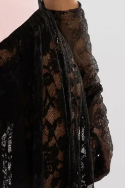 Front Pleated Wrap Off The Shoulder Corset With Lace A-Line Skirt With Scarf & Gloves - Pink & Black by Goddiva