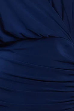Front Wrap Gathered Maxi Dress - Navy by Goddiva