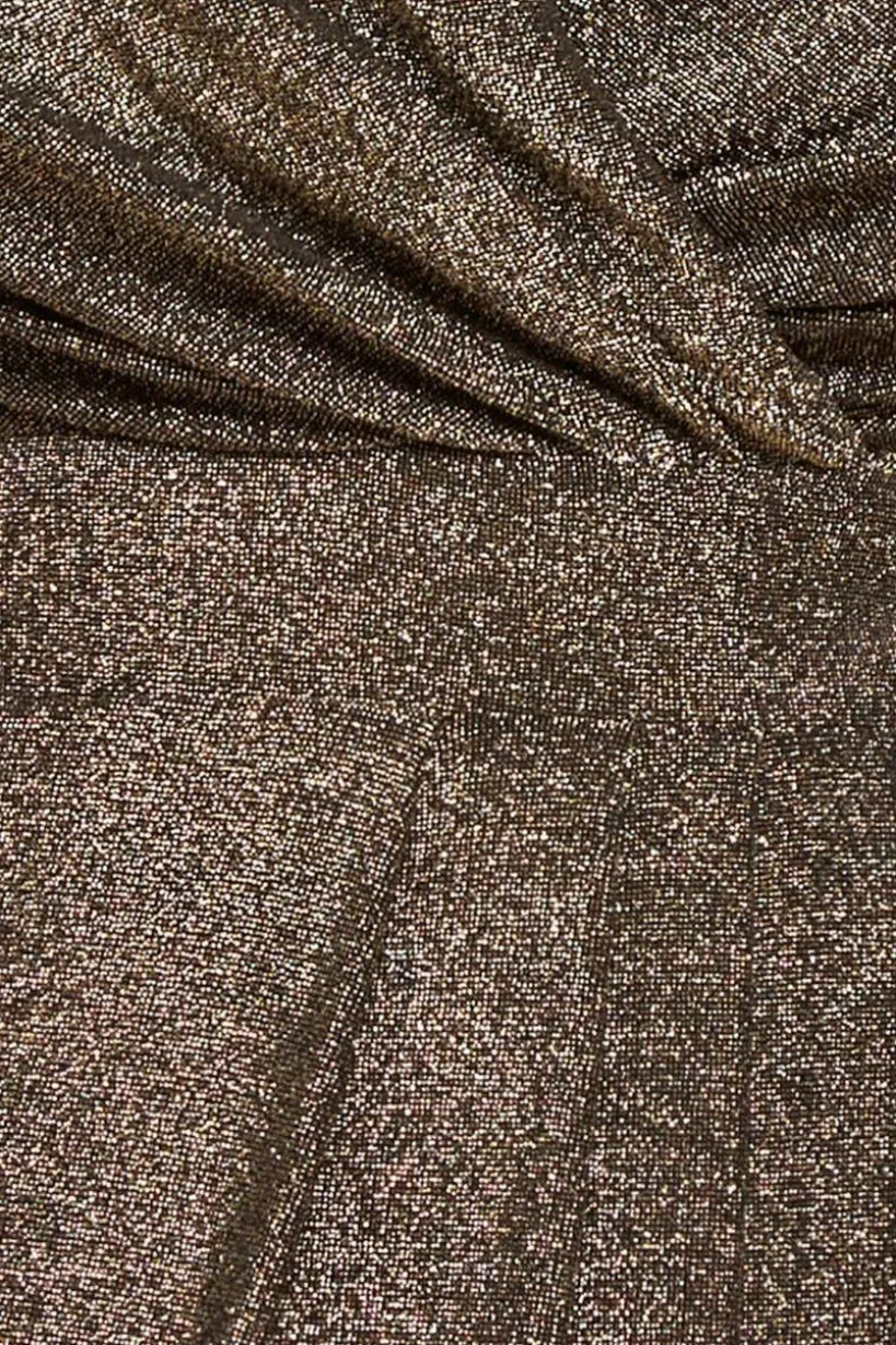 Front Wrap Lurex Bodycon Maxi Dress - Gold by Goddiva