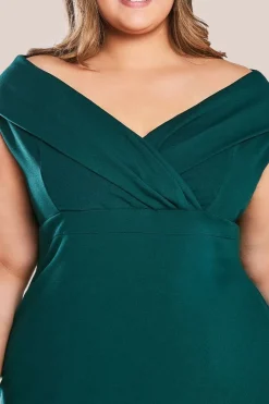 Front Wrap Off The Shoulder Maxi Dress - Emerald by Goddiva