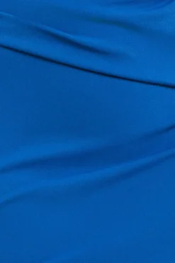 Front Wrap Pleated Scuba Midi Dress - Royal Blue by Goddiva
