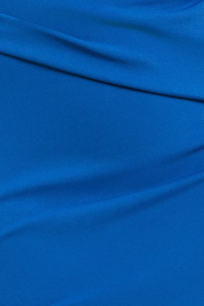 Front Wrap Pleated Scuba Midi Dress - Royal Blue by Goddiva