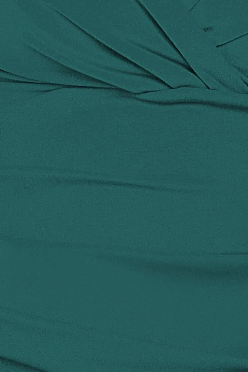 Front Wrap Pleated Scuba Maxi Dress - Emerald Green by Goddiva