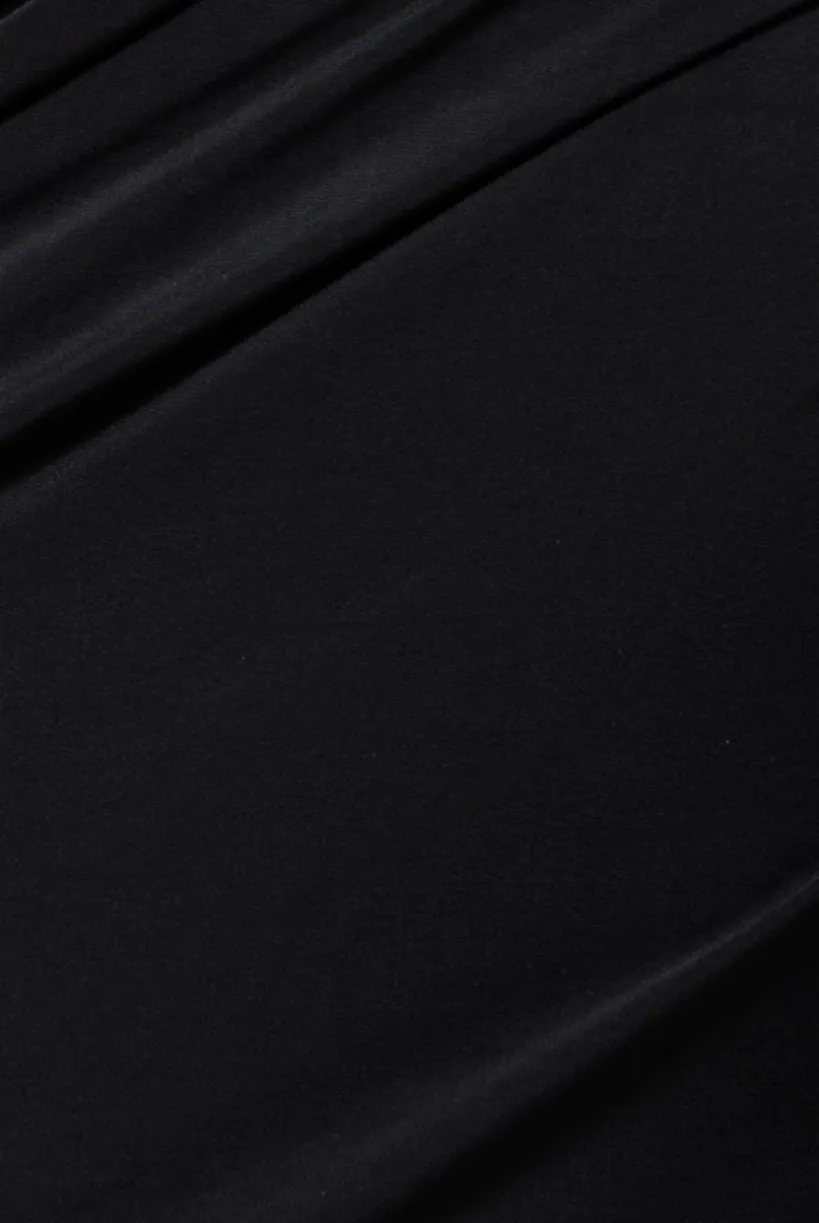 Gathered Cowl Asymmetric Mesh And Soft Touch Maxi Dress - Black by Goddiva