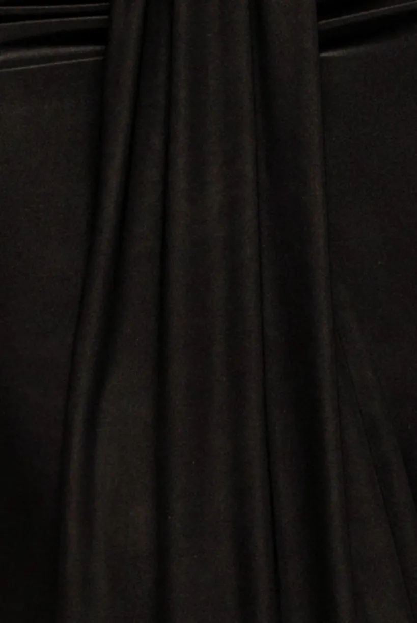 Gathered Front Dipped Waist Maxi Skirt - Black by Goddiva