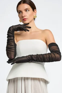 Gathered Stretch Mesh Gloves by Goddiva