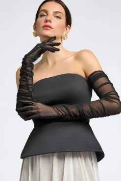 Gathered Stretch Mesh Gloves by Goddiva
