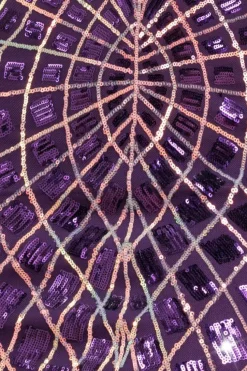 Geo Sequin Long Sleeve Maxi Dress - Purple by Goddiva