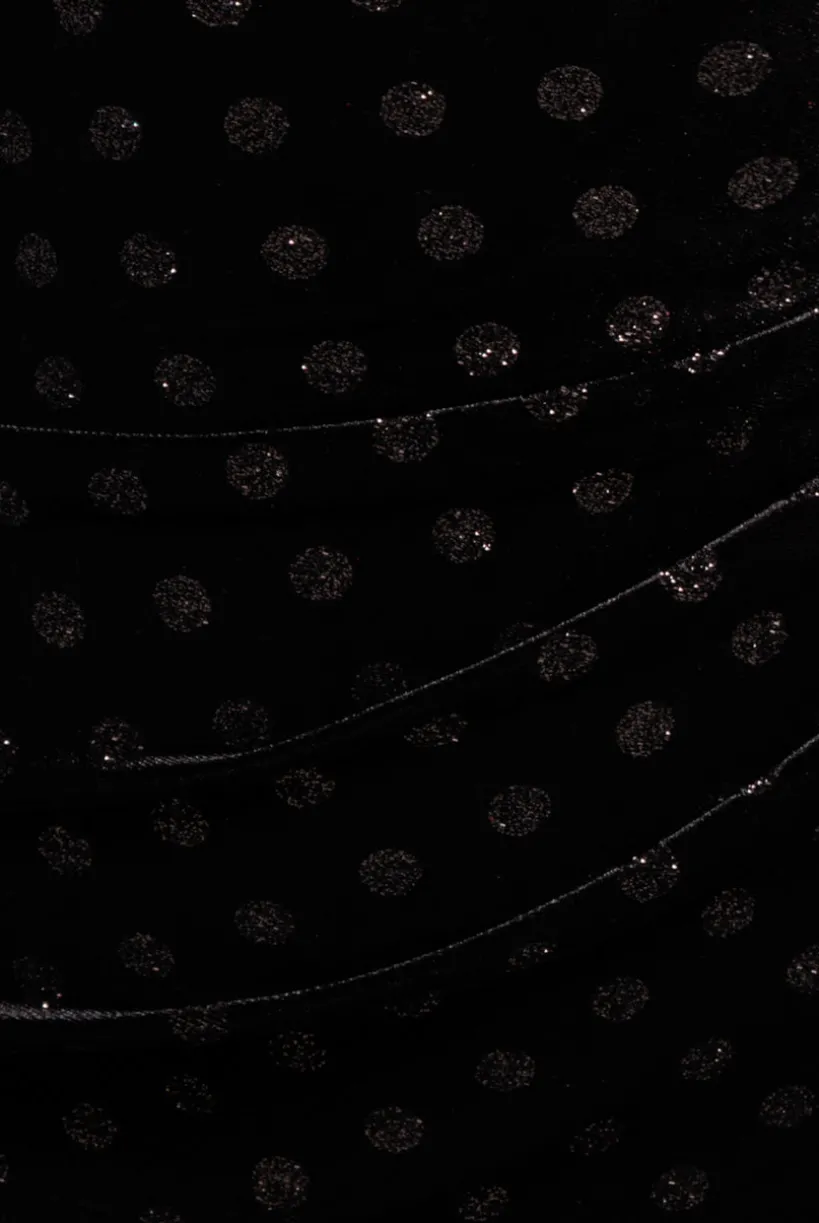 Glitter Polka Dot Velvet One Shoulder Maxi Dress - Black by Goddiva