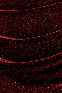 Glitter Polka Dot Velvet One Shoulder Maxi Dress - Wine by Goddiva