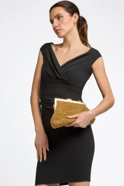 Gold Diamante Asymmetric Evening Bag by Aftershock London