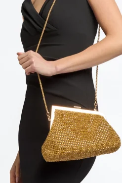 Gold Diamante Asymmetric Evening Bag by Aftershock London