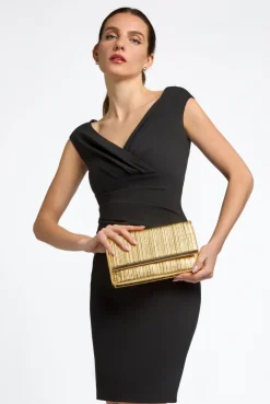 Gold Pleated Clutch Bag by Aftershock London