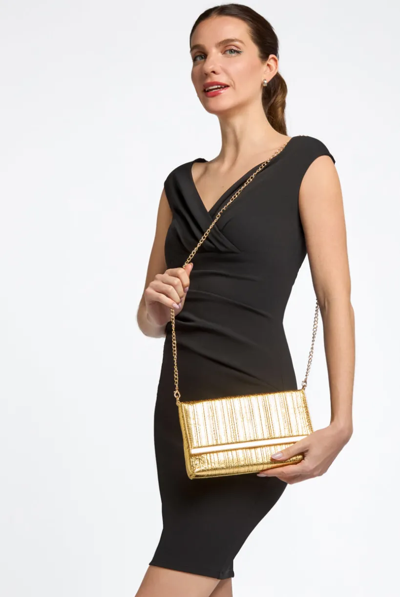Gold Pleated Clutch Bag by Aftershock London