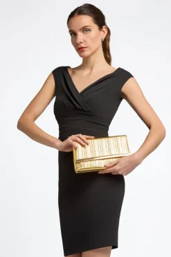 Gold Pleated Clutch Bag by Aftershock London