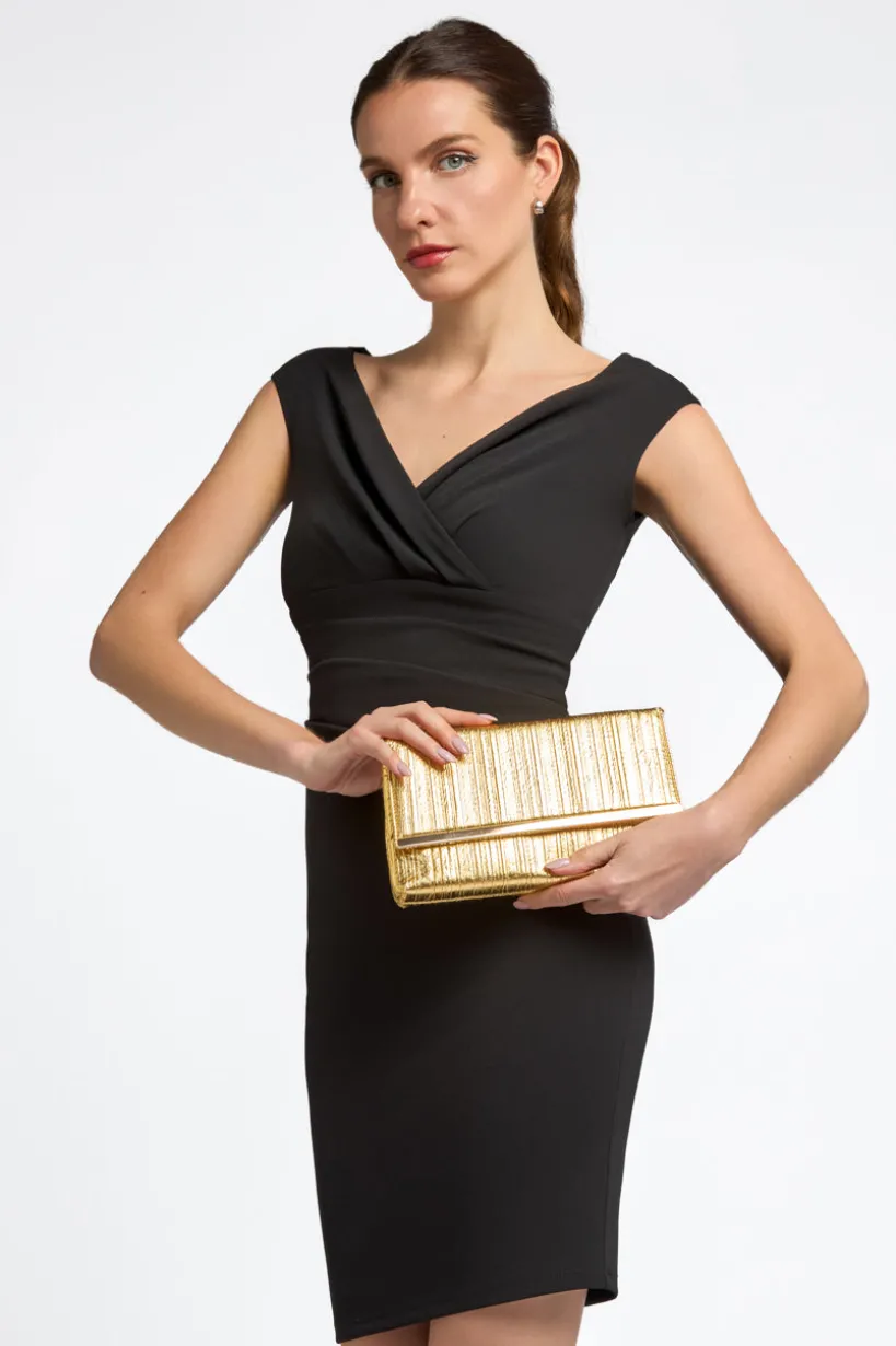 Gold Pleated Clutch Bag by Aftershock London